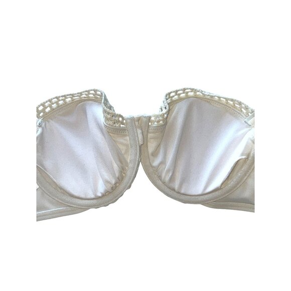Shade & Shore Womens Bikini Crochet Swim Top Off-White Underwire Adjustable 34B - Picture 3 of 6